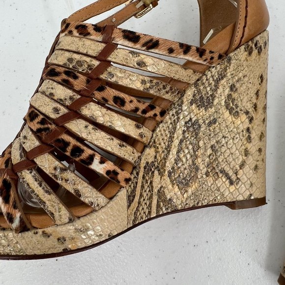 Cole Haan Women's Wedge High Heels Size 6.5B Leopard Snake Print 4" Heels - Picture 14 of 14